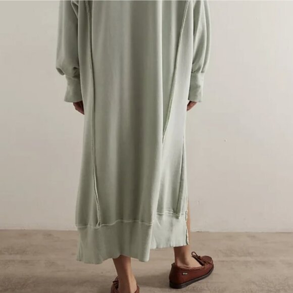 We The Free Camden Maxi Sweatshirt Dress, New, Small, Sea Glass (lght green) - Picture 3 of 7